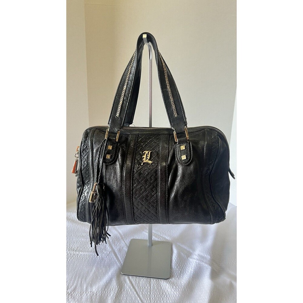 $300 Vintage Y2K L.A.M.B. Gwen Stefani Roma Black Leather Satchel Bag Purse